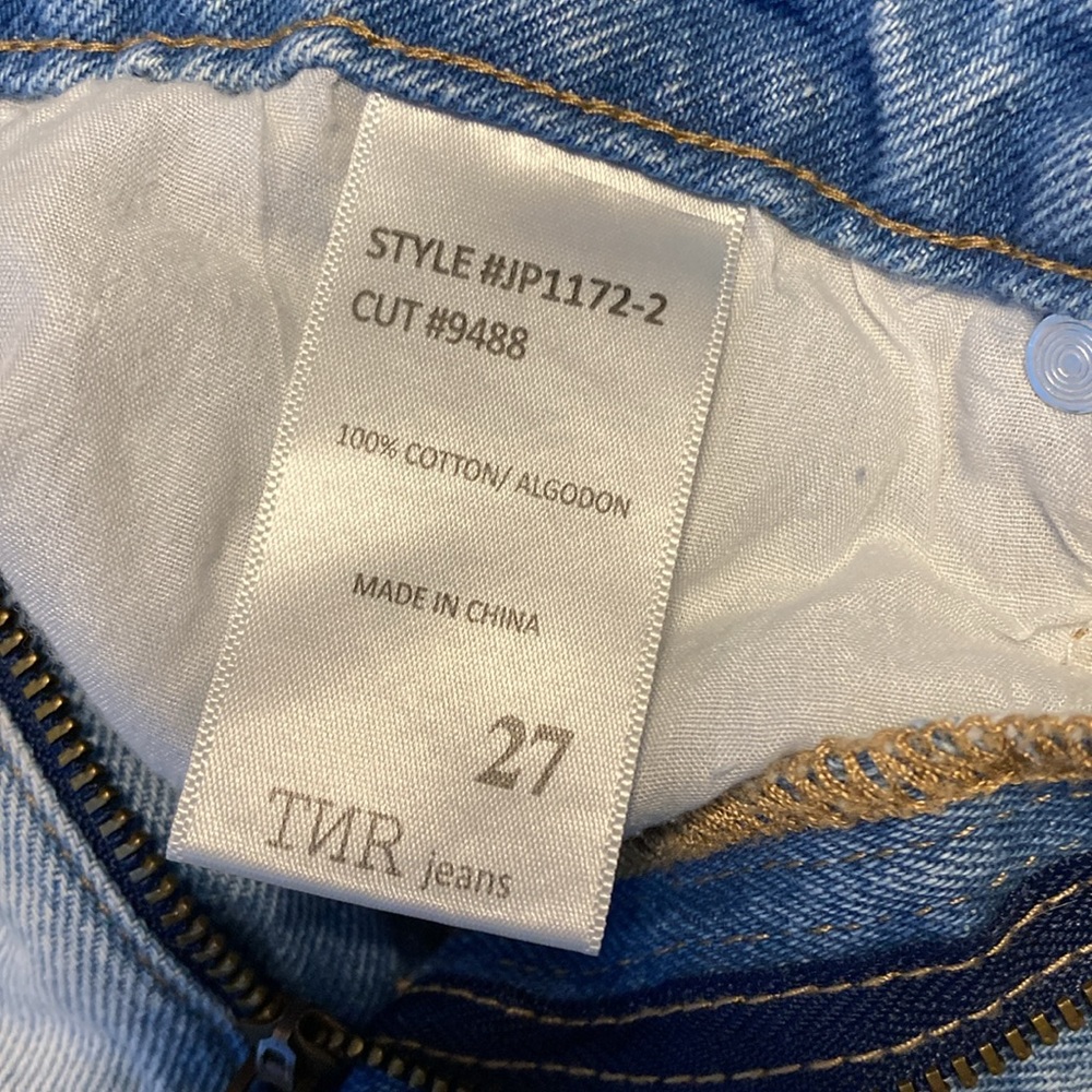 TNR Womens Size 27 Distressed Ripped High Rise Mom Jeans Blue Denim Frayed Hem - Picture 11 of 16